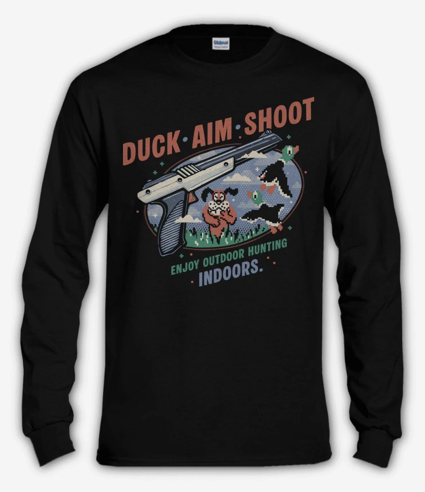 Polera manga larga Negro de Duck Hunt Aim Shoot