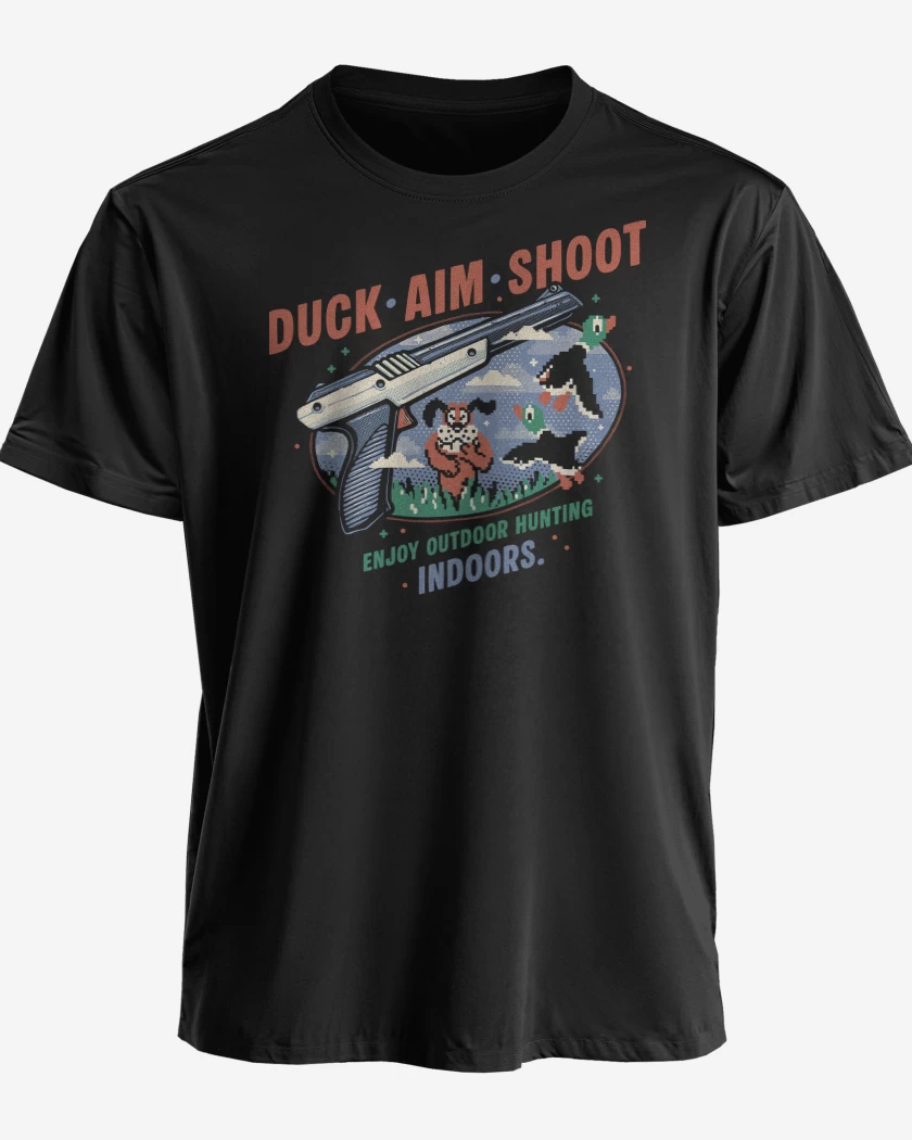Polera premium Negro de Duck Hunt Aim Shoot