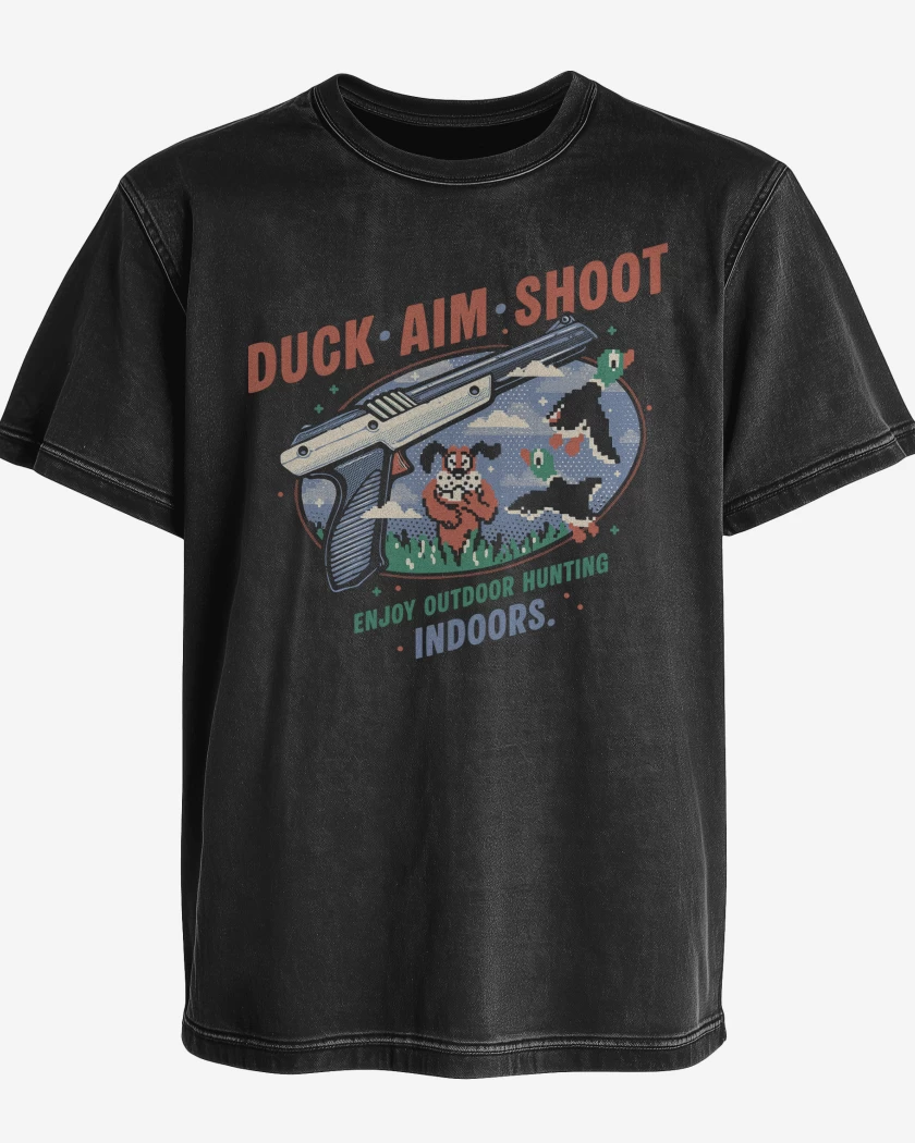 Polera desgastada Negro de Duck Hunt Aim Shoot