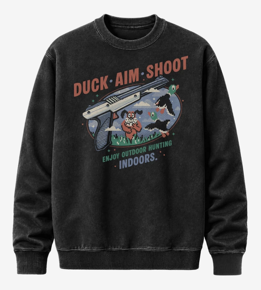 Poleron Polo Acid Wash Negro de Duck Hunt Aim Shoot