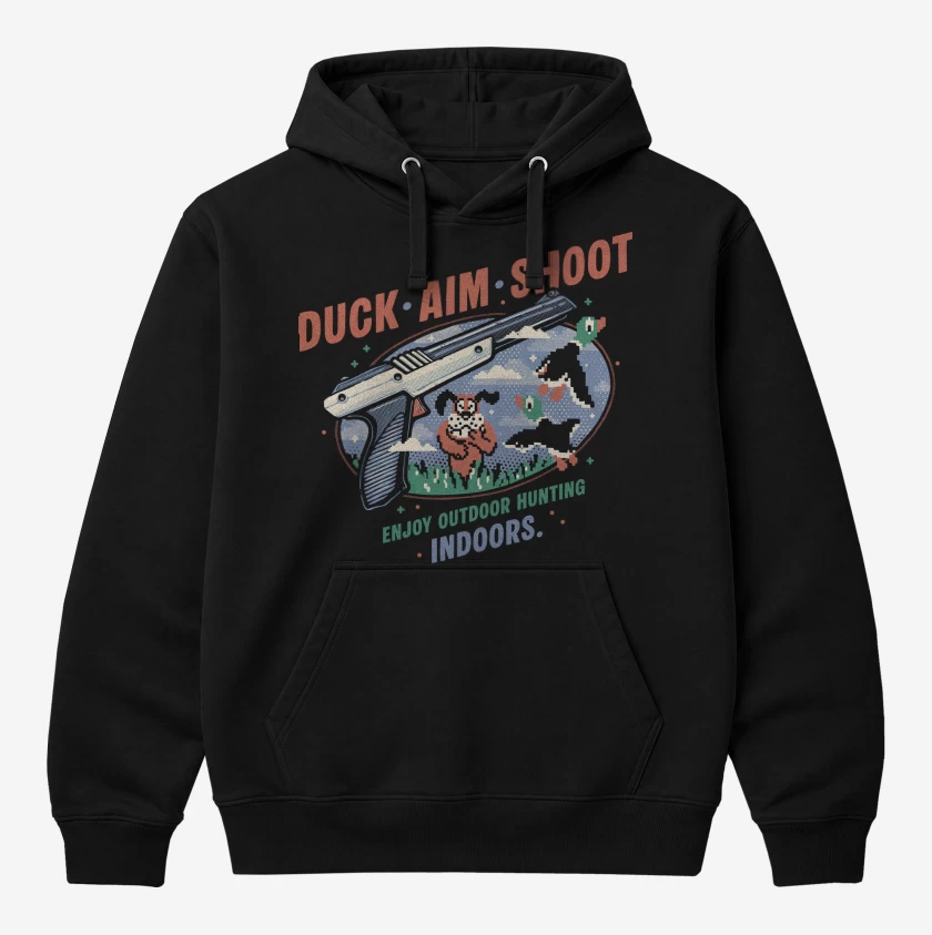 Polerón Canguro Negro de Duck Hunt Aim Shoot