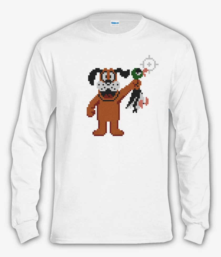 Polera manga larga Blanco de Duck Hunt Perro