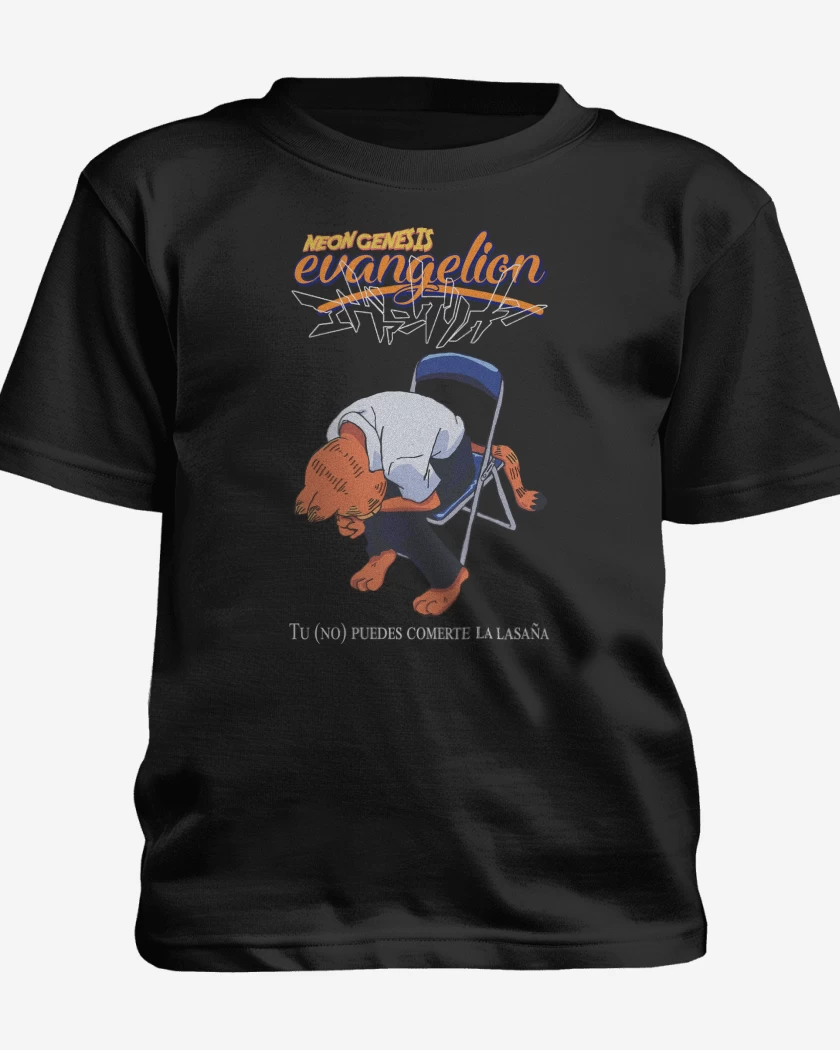 Polera de niño Negro de Neon Genesis Evangelion Gardfield Lasaña