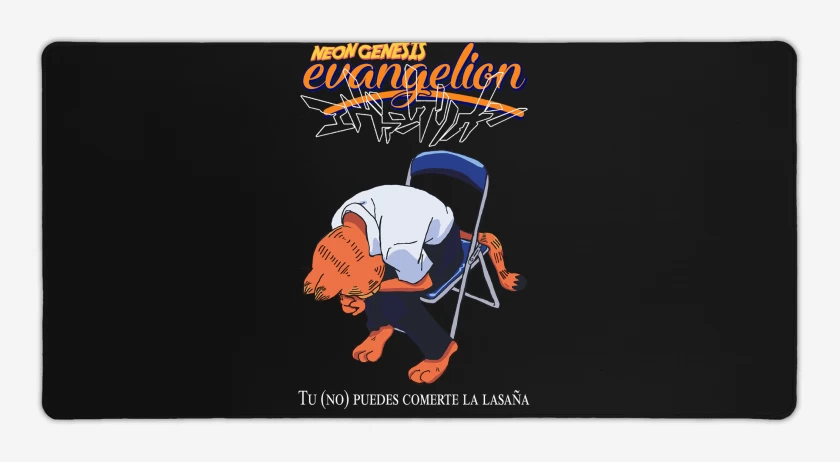 Mouse pad Gamer Negro de Neon Genesis Evangelion Gardfield Lasaña