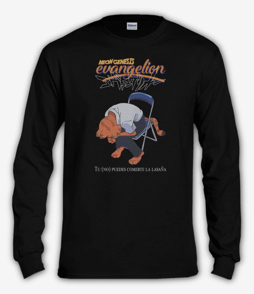 Polera manga larga Negro de Neon Genesis Evangelion Gardfield Lasaña