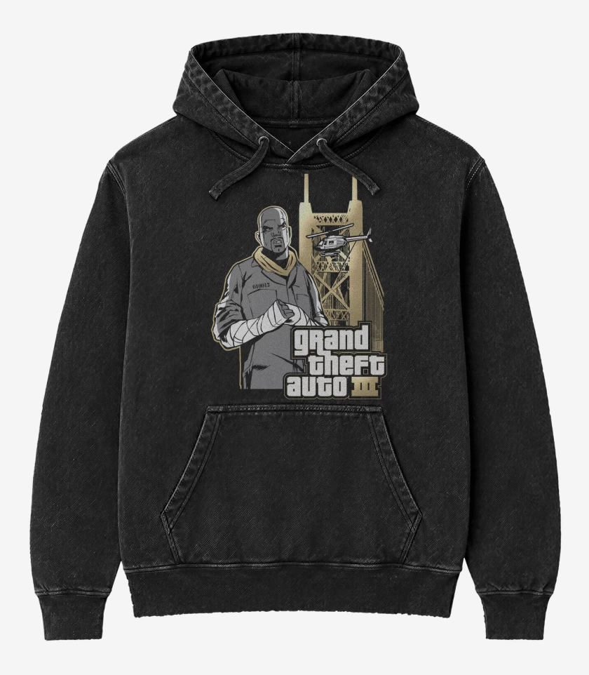 Poleron Canguro Acid Wash Negro de GTA III Criminal