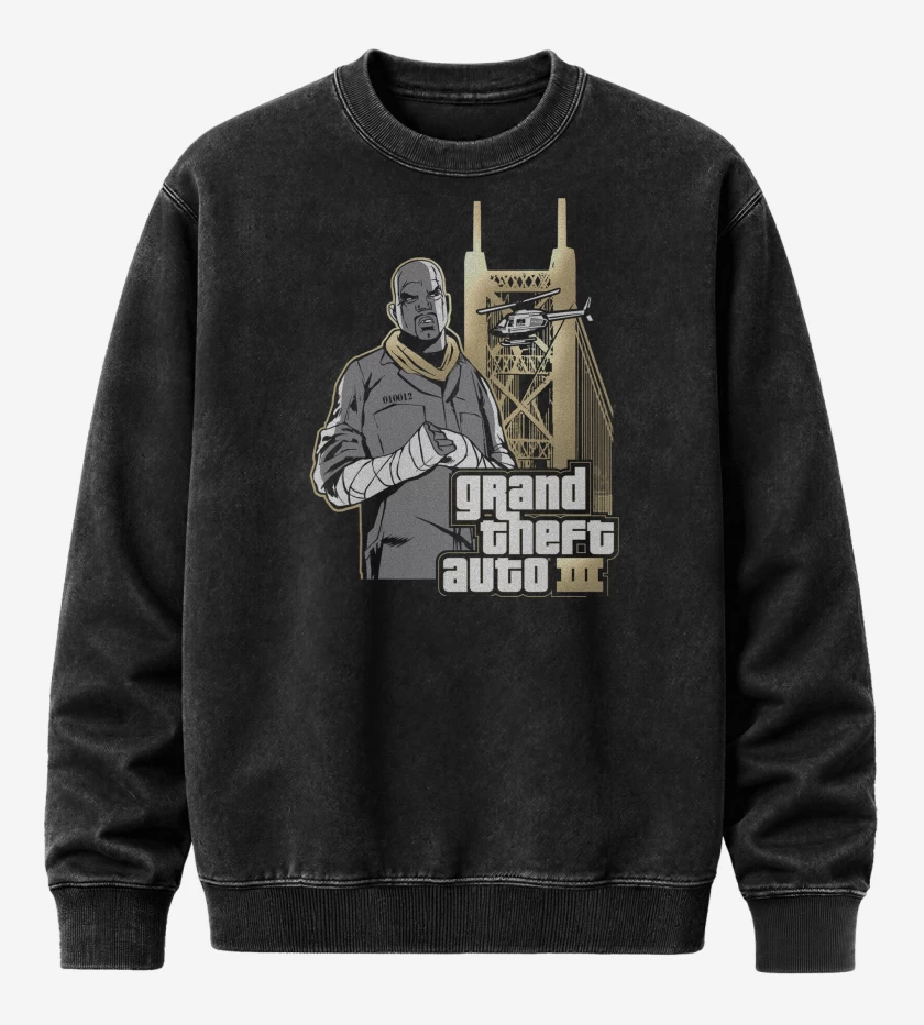 Poleron Polo Acid Wash Negro de GTA III Criminal
