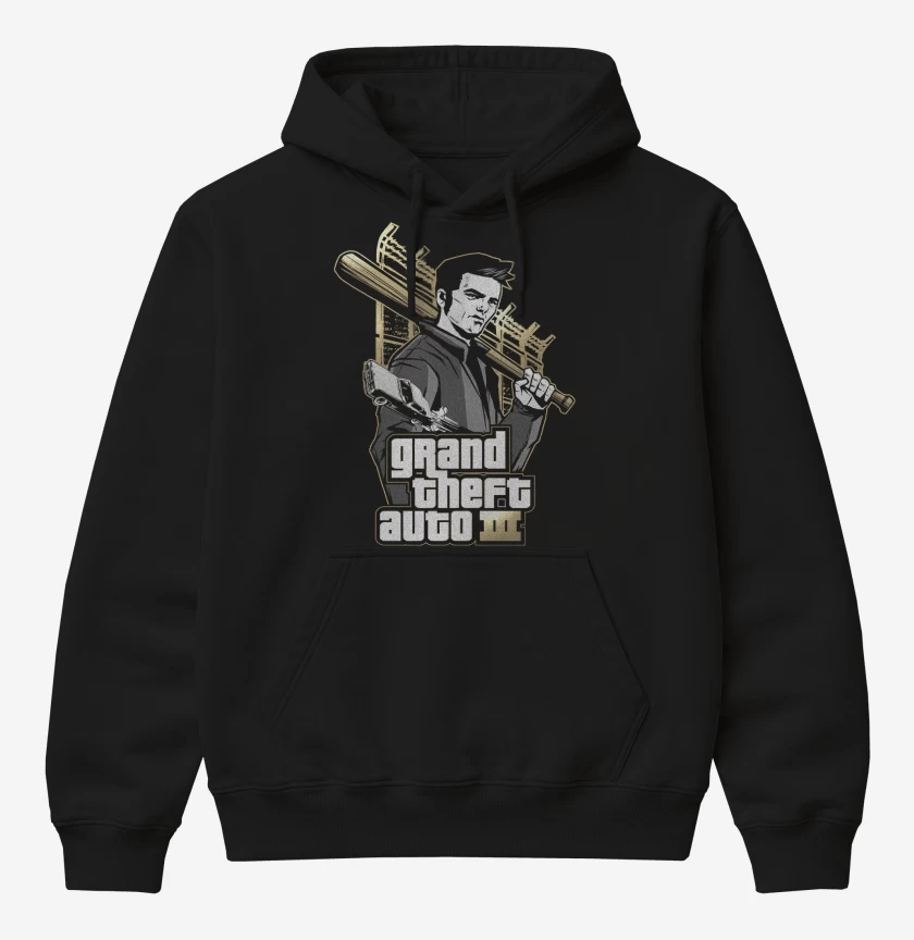Poleron Canguro básico Negro de GTA III Claude Speed 