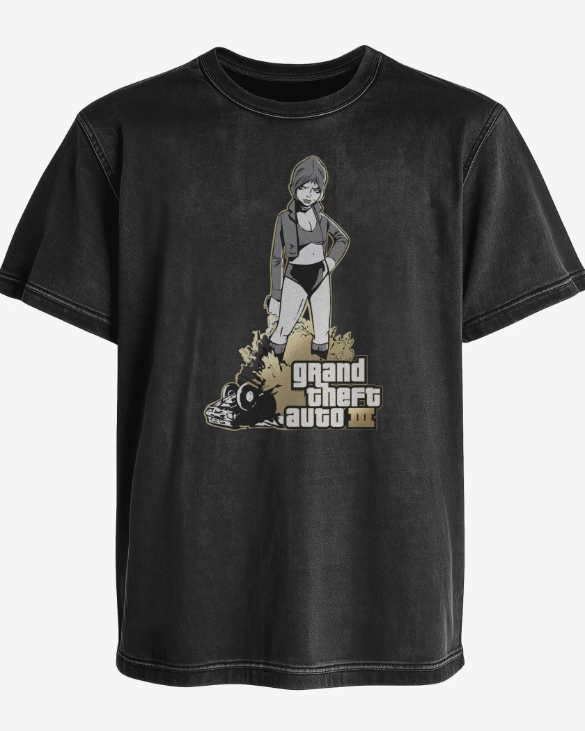 Polera desgastada Negro de GTA III Misty