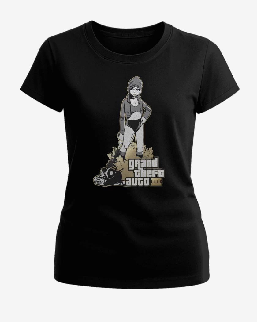 Polera de Mujer Negro de GTA III Misty