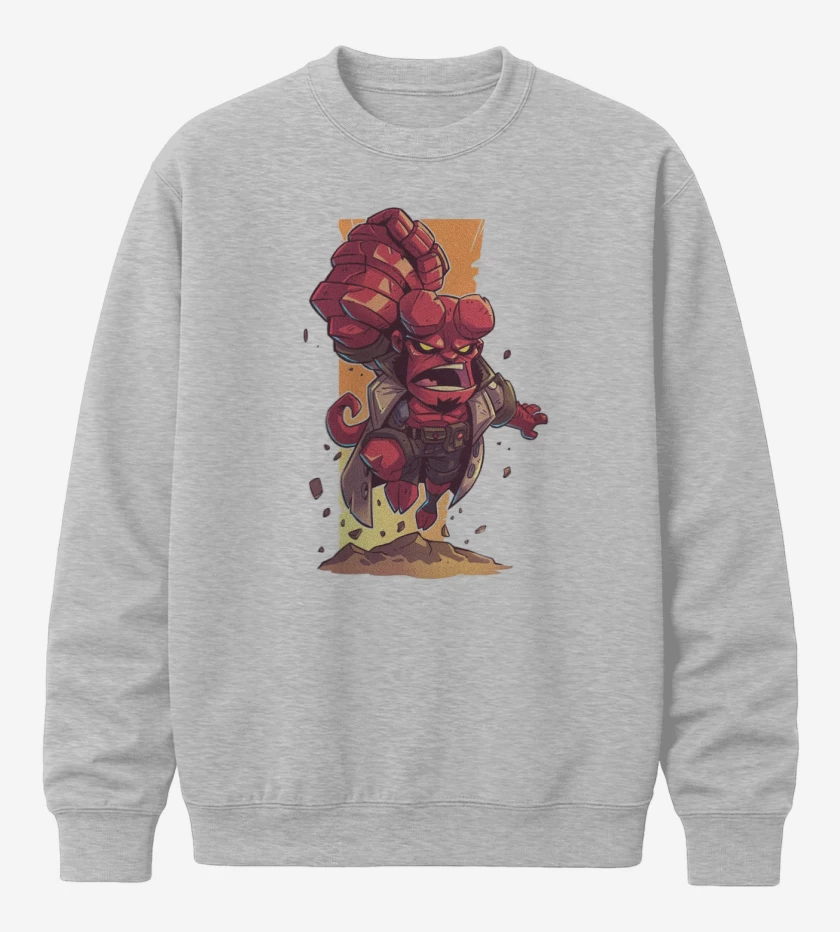 Poleron polo Gris Melange de Chibi Hell boy