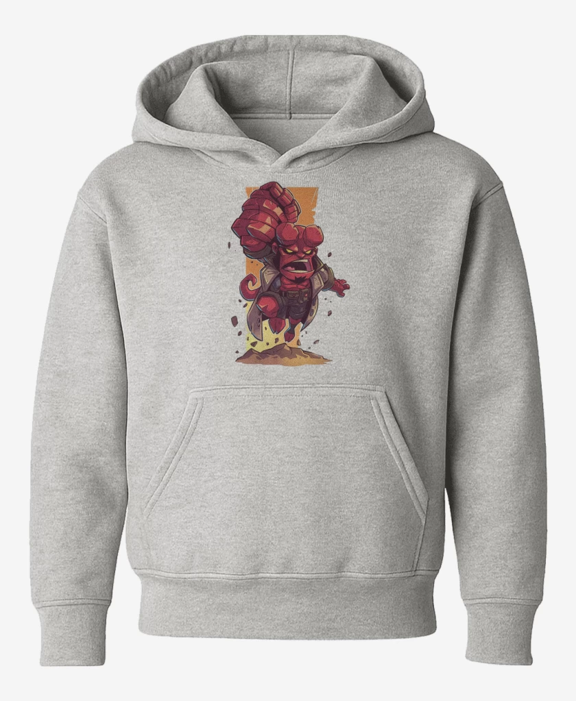 Poleron de niño Gris Melange de Chibi Hell boy