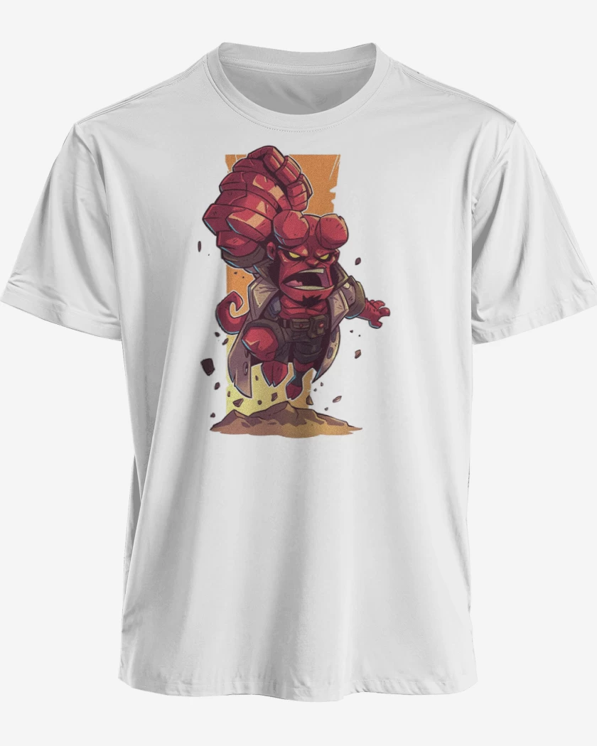 Polera premium Blanco de Chibi Hell boy
