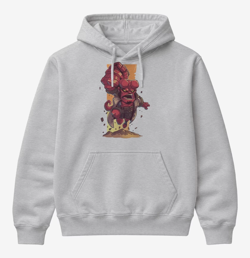 Poleron Canguro básico Gris Melange de Chibi Hell boy
