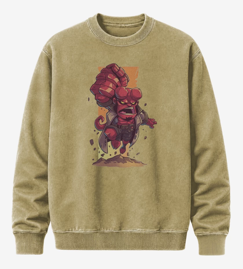 Poleron Polo Acid Wash Beige de Chibi Hell boy