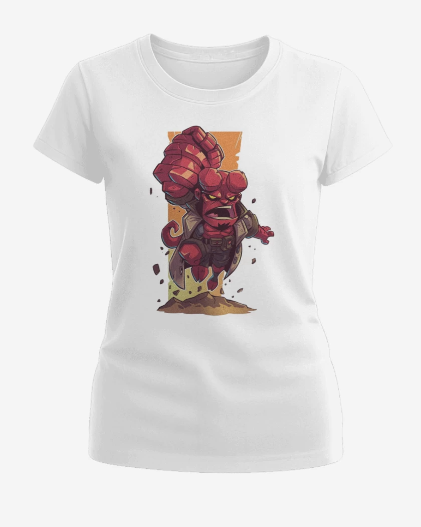 Polera de Mujer Blanco de Chibi Hell boy