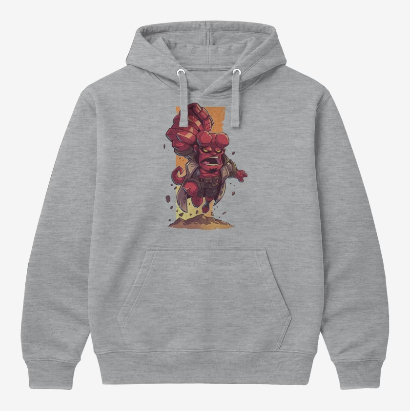 Polerón Canguro Gris Melange de Chibi Hell boy