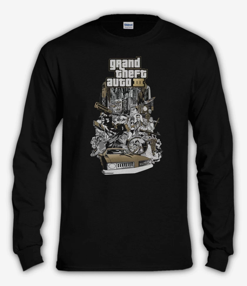 Polera manga larga Negro de GTA III Liberty Ciy