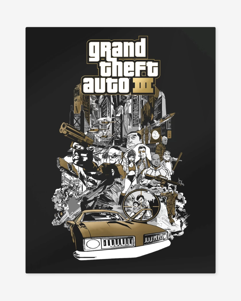 Print metalico Negro de GTA III Liberty Ciy