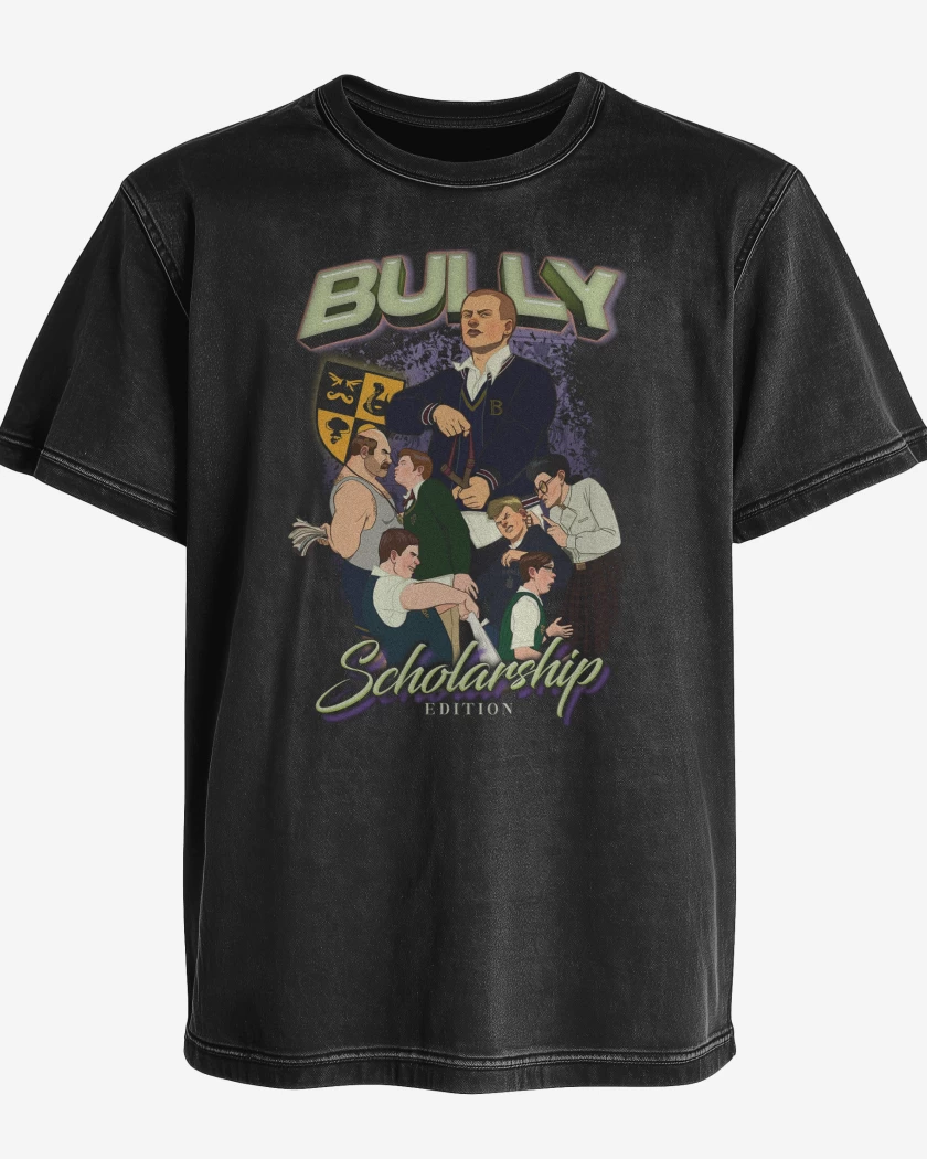 Polera desgastada Negro de Bully Scolarship 