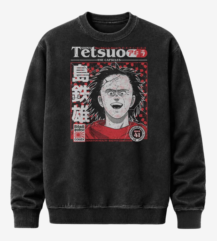 Poleron Polo Acid Wash Negro de Akira Tetsuo