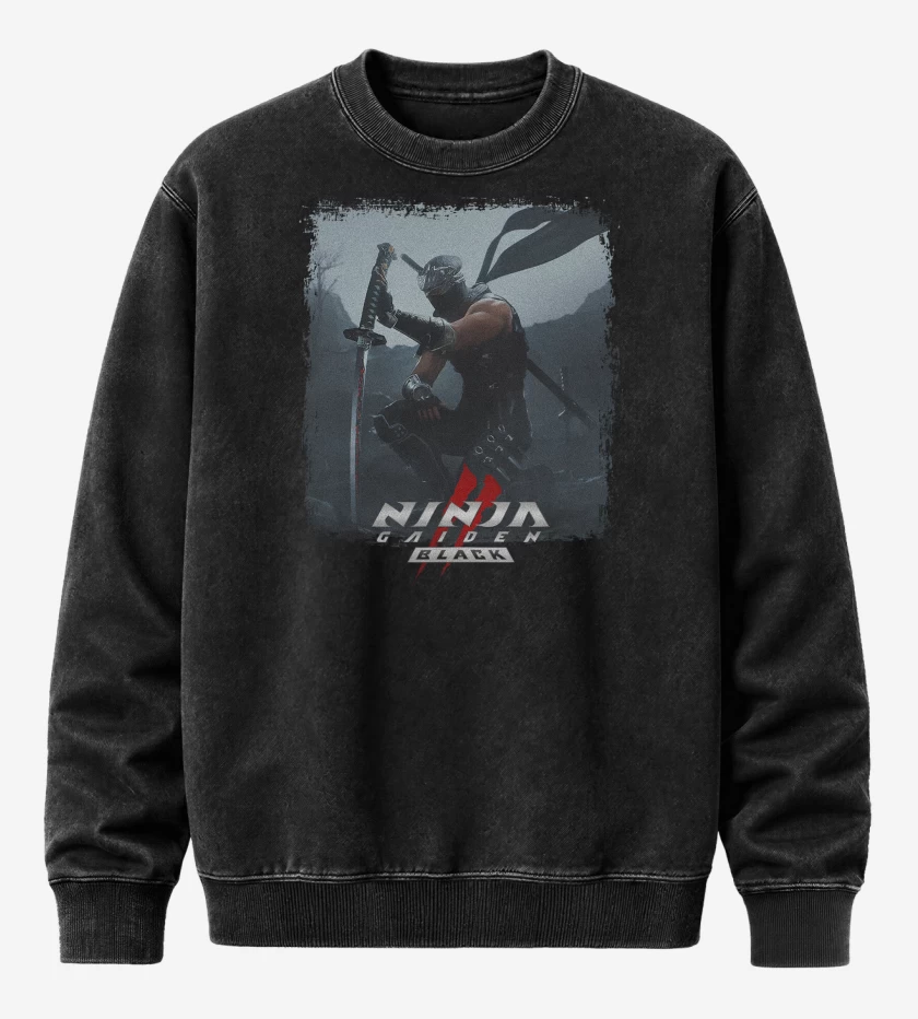 Poleron Polo Acid Wash Negro de Ninja Gaiden II Black
