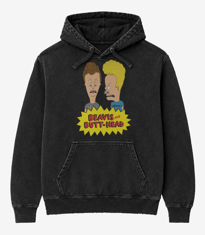 Poleron Canguro Acid Wash Negro de Show de Beavis and Butt Head