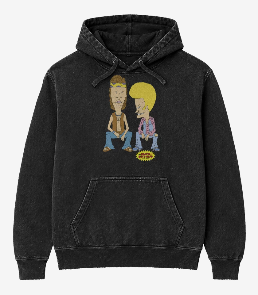 Poleron Canguro Acid Wash Negro de Beavis and Butthead Hippies