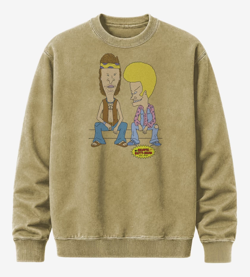 Poleron Polo Acid Wash Beige de Beavis and Butthead Hippies