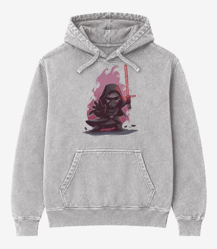 Poleron Canguro Acid Wash Gris Melange de Chibi Kylo