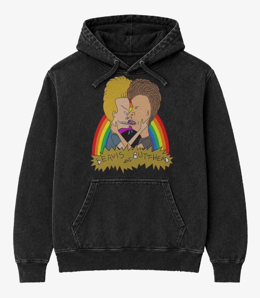 Poleron Canguro Acid Wash Negro de Beavis and Butthead Love
