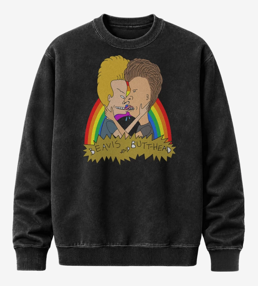 Poleron Polo Acid Wash Negro de Beavis and Butthead Love