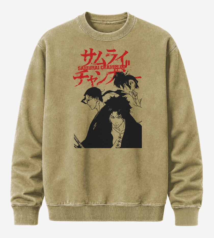 Poleron Polo Acid Wash Beige de Samurai Champloo Jin Fuu Mugen
