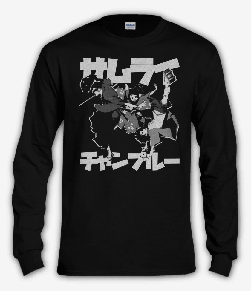 Polera manga larga Negro de Champloo Samurais