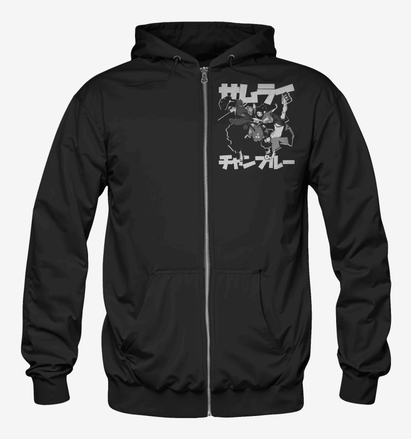 Poleron Canguro con cierre Negro de Champloo Samurais