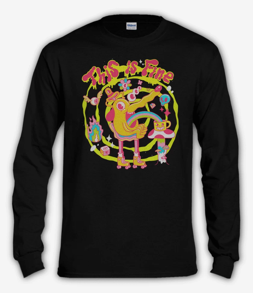 Polera manga larga Negro de This is Fine 
