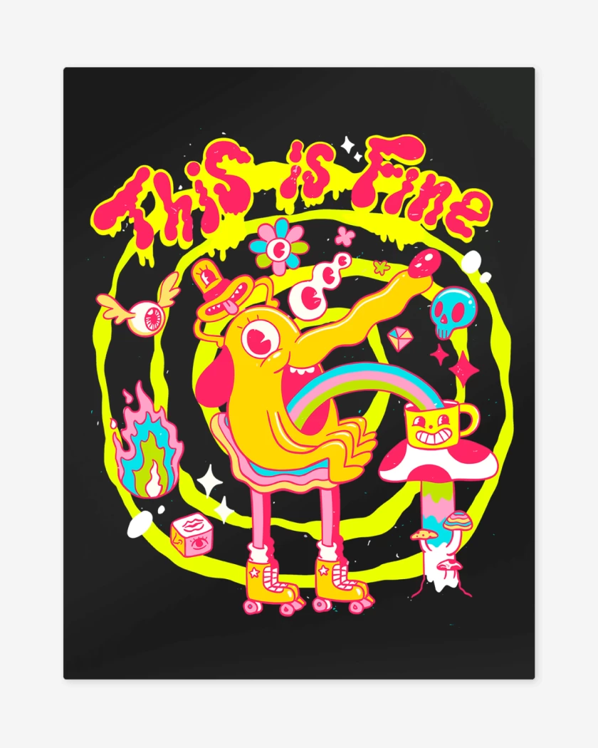 Print metalico Negro de This is Fine 