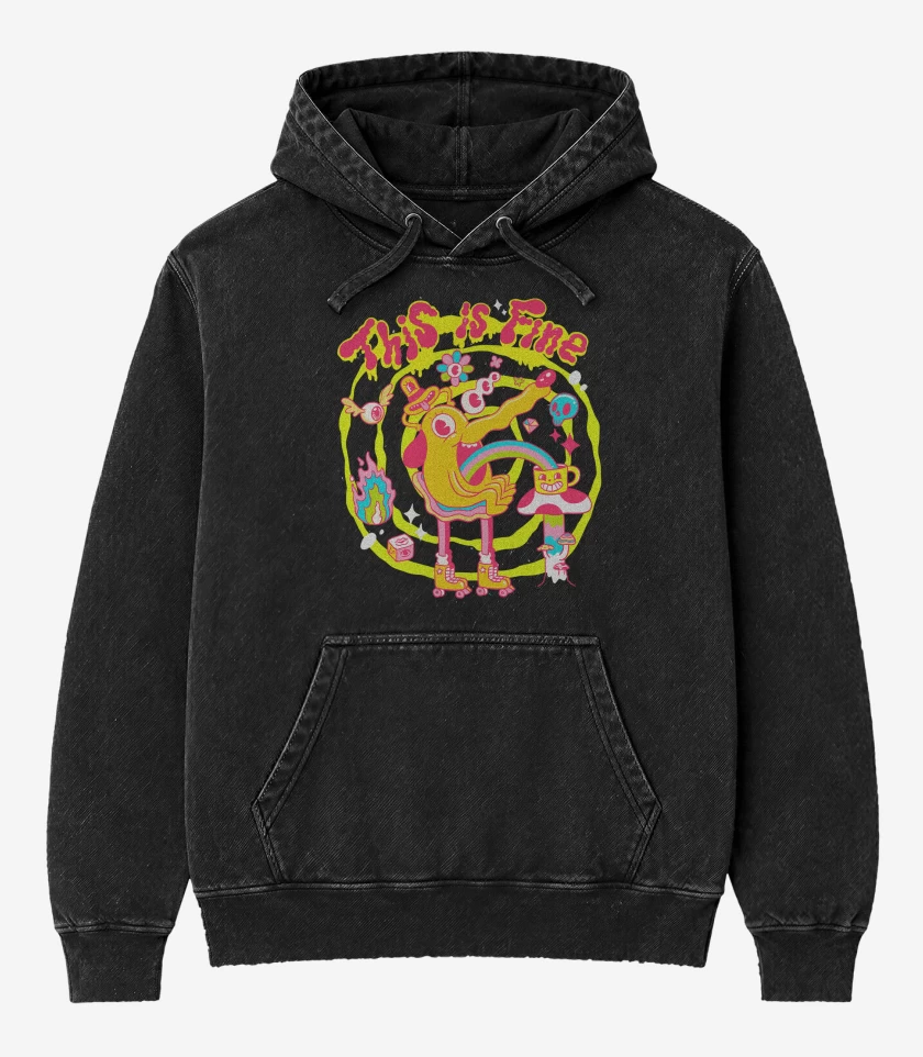 Poleron Canguro Acid Wash Negro de This is Fine 