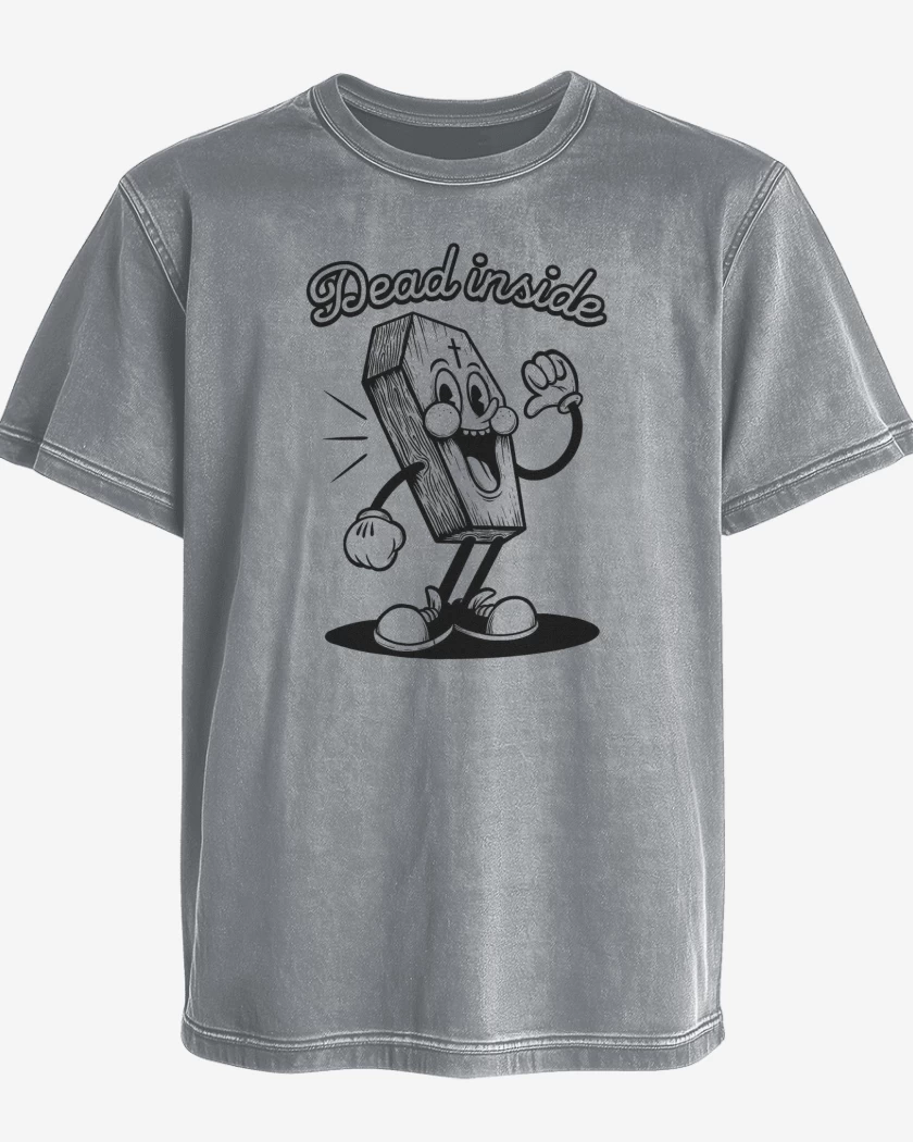 Polera desgastada Gris Melange de Dead Inside Casket