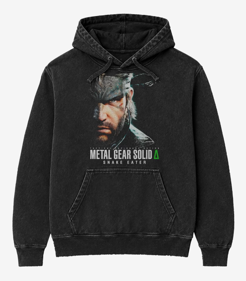 Poleron Canguro Acid Wash Negro de Metal Gear solid 3 delta