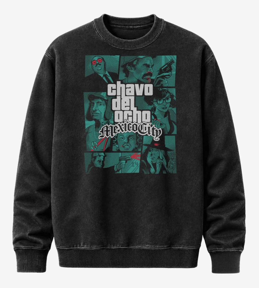Poleron Polo Acid Wash Negro de GTA Chavo del 8