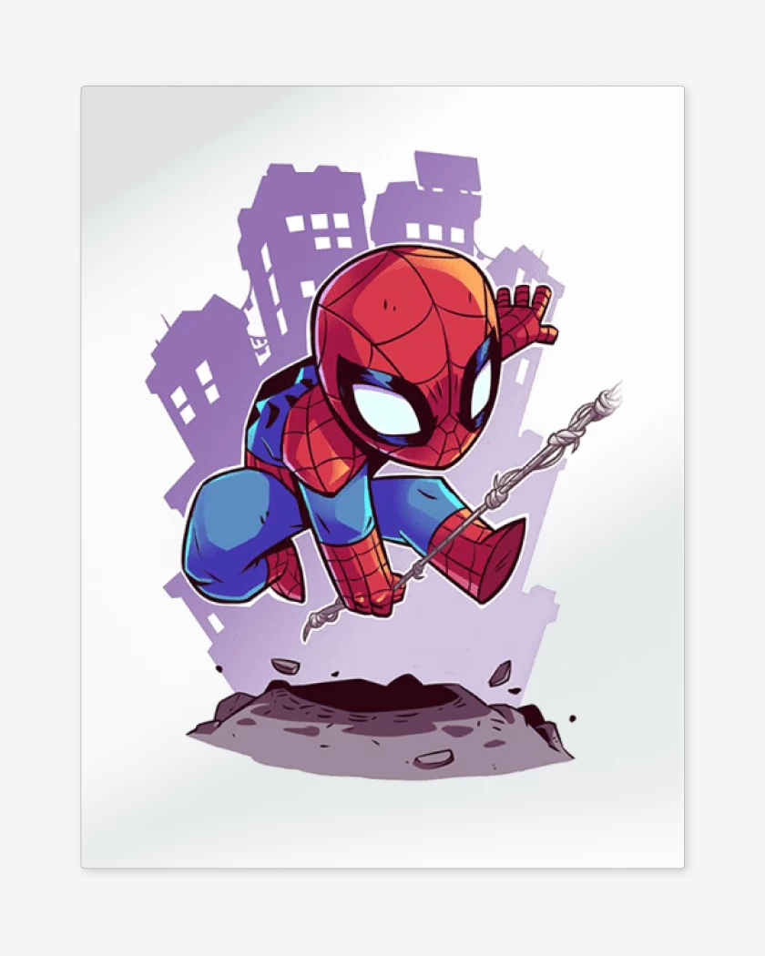 Print metalico Blanco de Chibi Araña