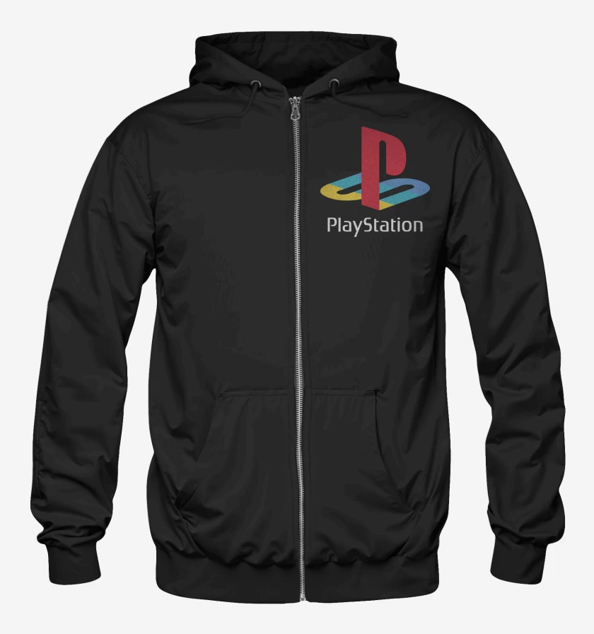 Poleron Canguro con cierre Negro de Consolas Playstation