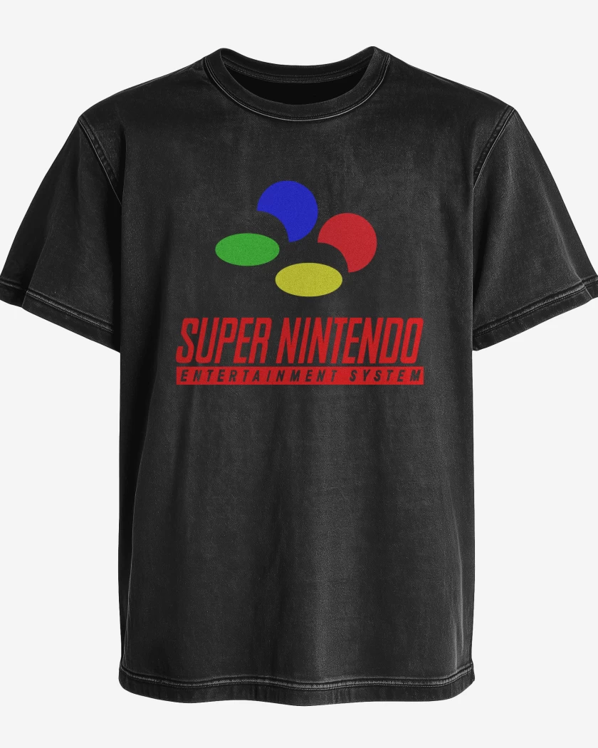 Polera desgastada Negro de Consolas SNES