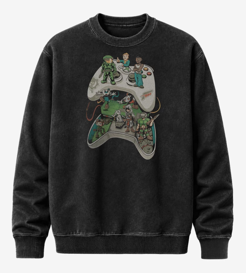 Poleron Polo Acid Wash Negro de Joystick 360