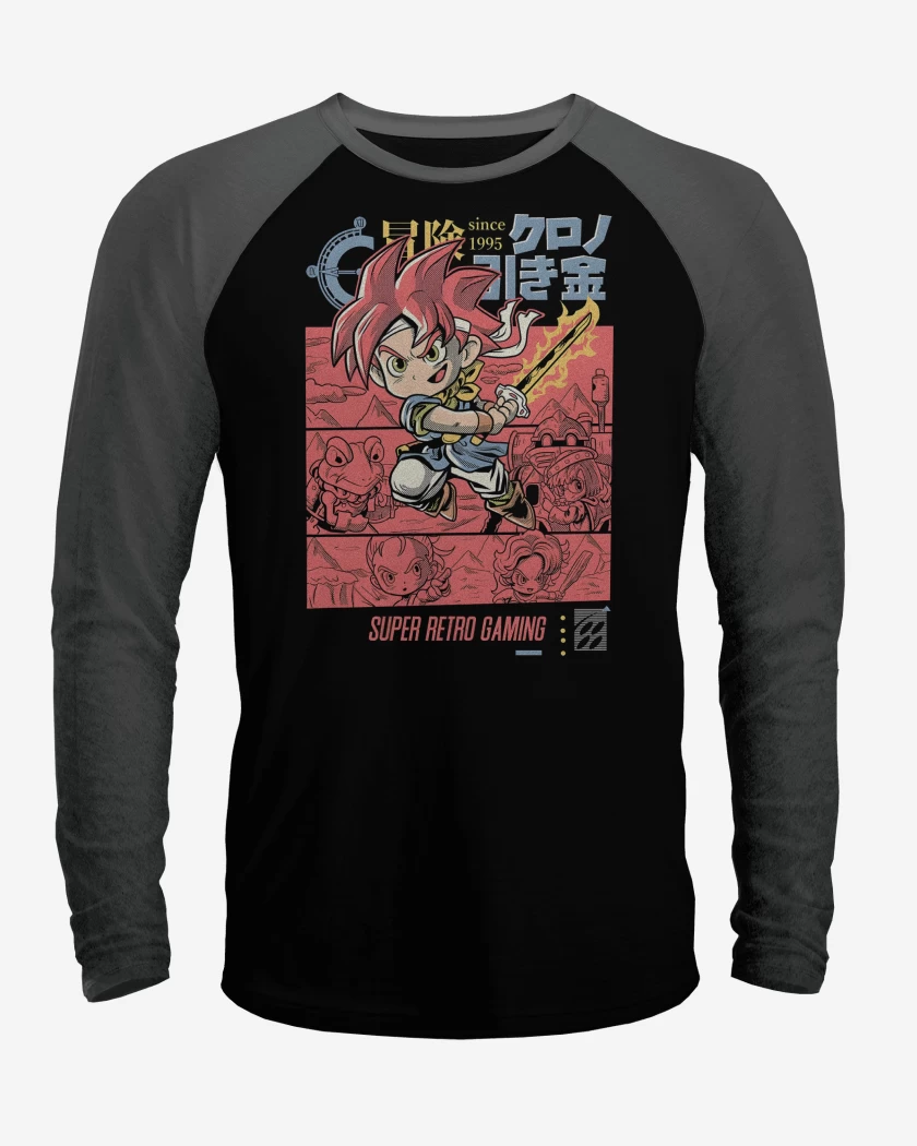 Polera Raglan Negro / Negro Heather de Chrono Trigger