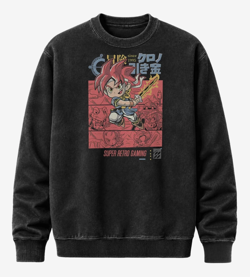 Poleron Polo Acid Wash Negro de Chrono Trigger