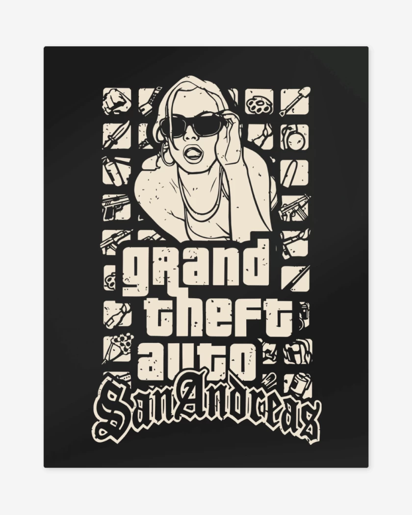 Print metalico Negro de Grand Theft Auto San Andreas