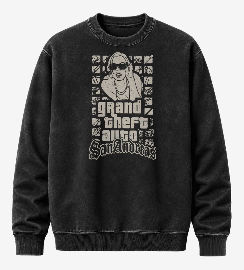 Poleron Polo Acid Wash Negro de Grand Theft Auto San Andreas
