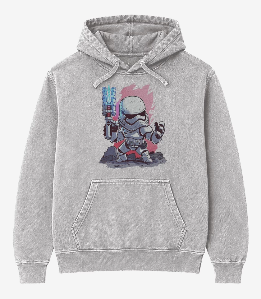 Poleron Canguro Acid Wash Gris Melange de Chibi Trooper